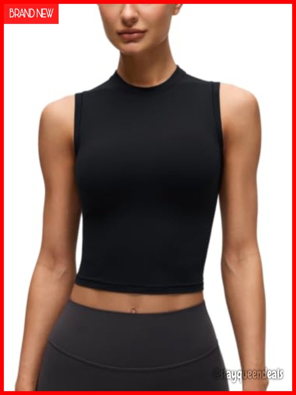CRZ YOGA High Neck Crop Tank Top Softembrace Fitted Sleeveless